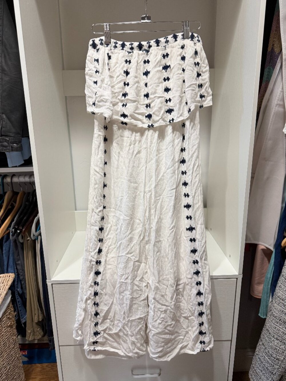 Sincerely Jules Tube Top Embroidered Maxi Dress White Small